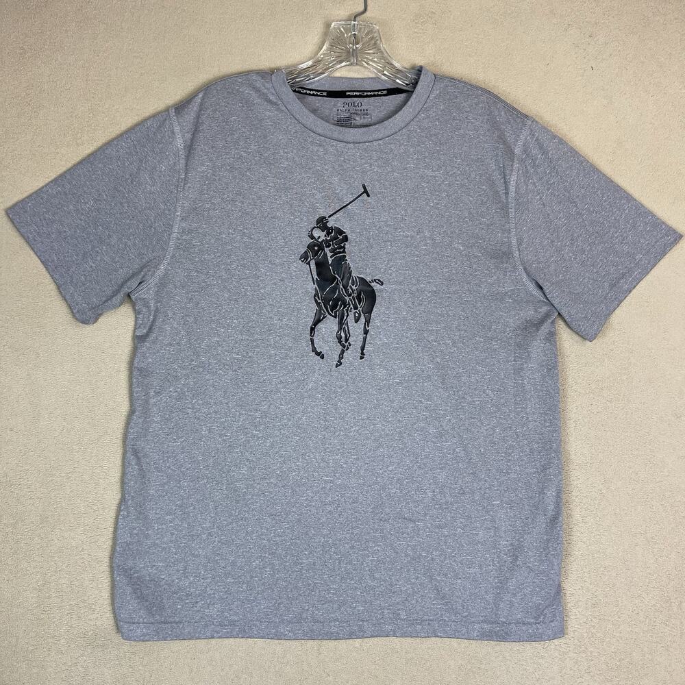 Polo Ralph Lauren Tee Youth XL 18-20 Gray‎ Big Pony Print Short Sleeve Stretch